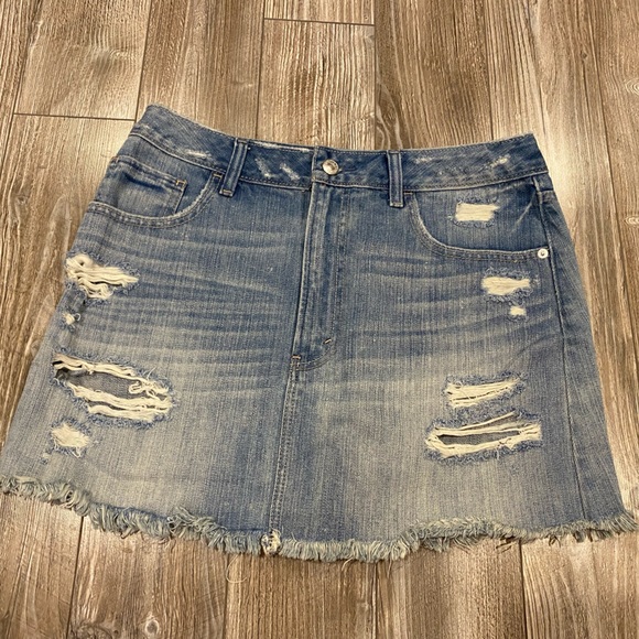 Abercrombie Ripped Denim Mini Skirt (Size 10) - Picture 1 of 4
